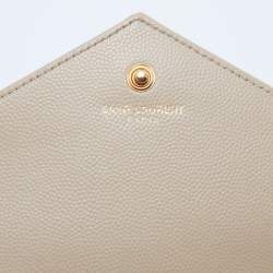 Saint Laurent Beige Matelassé Leather Cassandre Wallet on Chain