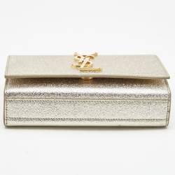 Pre Owned Saint Laurent Pale Gold Leather Small Monogram Kate Shoulder Bag