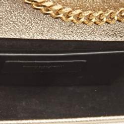 Pre Owned Saint Laurent Pale Gold Leather Small Monogram Kate Shoulder Bag