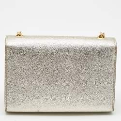 Pre Owned Saint Laurent Pale Gold Leather Small Monogram Kate Shoulder Bag