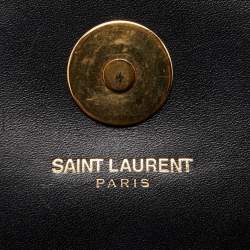 Saint Laurent Black Matelassé Leather Monogram Flap Clutch