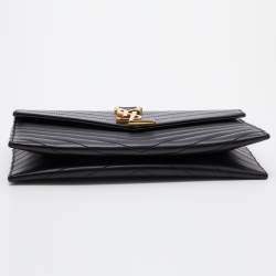 Saint Laurent Black Matelassé Leather Monogram Flap Clutch