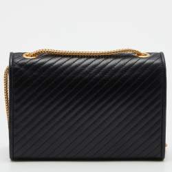 Pre Owned Saint Laurent Black Leather Kate Tassel Chain Flap Shoulder Bag