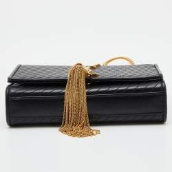 Pre Owned Saint Laurent Black Leather Kate Tassel Chain Flap Shoulder Bag