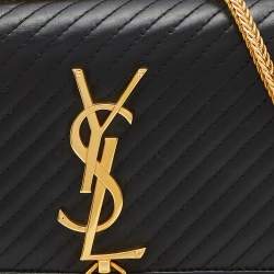 Pre Owned Saint Laurent Black Leather Kate Tassel Chain Flap Shoulder Bag