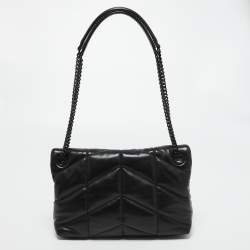 Pre Owned Saint Laurent Black Quilted Leather Small Puffer Chain Shoulder Bag