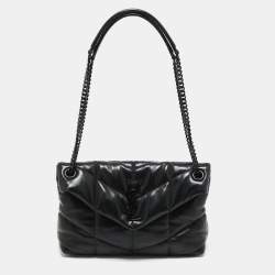 Pre Owned Saint Laurent Black Quilted Leather Small Puffer Chain Shoulder Bag