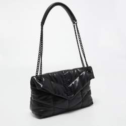 Pre Owned Saint Laurent Black Quilted Leather Small Puffer Chain Shoulder Bag