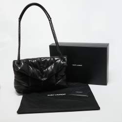 Pre Owned Saint Laurent Black Quilted Leather Small Puffer Chain Shoulder Bag