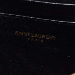 Pre Owned Saint Laurent Grey Matelassé Leather Mini Lou Shoulder Bag