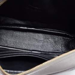 Pre Owned Saint Laurent Grey Matelassé Leather Mini Lou Shoulder Bag