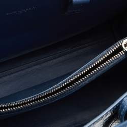 Pre Owned Saint Laurent Blue Croc Embossed Leather Baby Classic Sac De Jour Tote