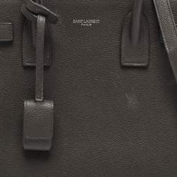 Saint Laurent Dark Grey Leather Baby Classic Sac De Jour Tote