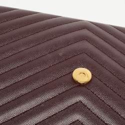 Saint Laurent Burgundy Matelassé Leather Large Monogram Envelope Shoulder Bag