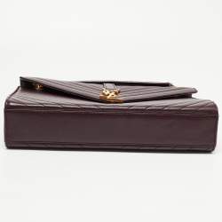 Saint Laurent Burgundy Matelassé Leather Large Monogram Envelope Shoulder Bag