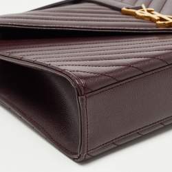 Saint Laurent Burgundy Matelassé Leather Large Monogram Envelope Shoulder Bag