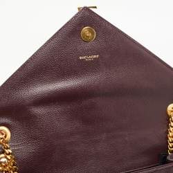 Saint Laurent Burgundy Matelassé Leather Large Monogram Envelope Shoulder Bag