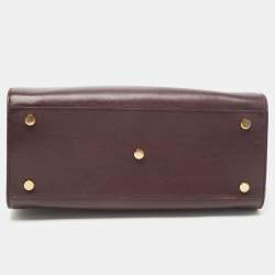 Saint Laurent Burgundy Leather Small Classic Sac De Jour Tote