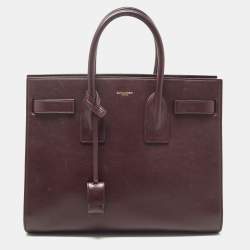 Saint Laurent Burgundy Leather Small Classic Sac De Jour Tote