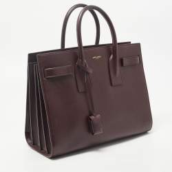 Saint Laurent Burgundy Leather Small Classic Sac De Jour Tote
