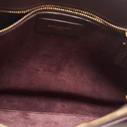 Saint Laurent Burgundy Leather Small Classic Sac De Jour Tote