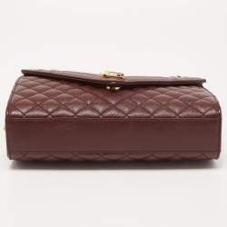 Saint Laurent Medium Burgundy Mix Matelasse Leather Medium Envelope Chain Bag