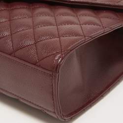 Saint Laurent Medium Burgundy Mix Matelasse Leather Medium Envelope Chain Bag