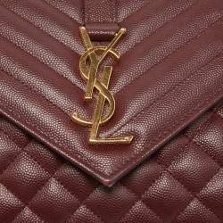 Saint Laurent Medium Burgundy Mix Matelasse Leather Medium Envelope Chain Bag