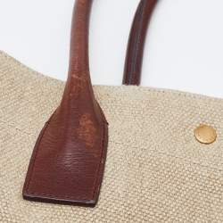 Saint Laurent Tri Color Linen and Leather Rive Gauche Shopper Tote 