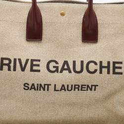 Saint Laurent Tri Color Linen and Leather Rive Gauche Shopper Tote 