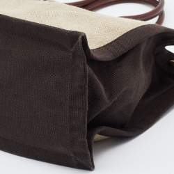 Saint Laurent Tri Color Linen and Leather Rive Gauche Shopper Tote 