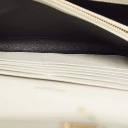 Saint Laurent White Mix Matelassé Leather Monogram Flap Chain Clutch