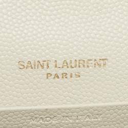 Saint Laurent White Mix Matelassé Leather Monogram Flap Chain Clutch