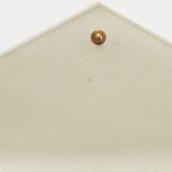 Saint Laurent White Mix Matelassé Leather Monogram Flap Chain Clutch