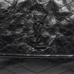 Pre Owned Saint Laurent Black Aged Leather Medium Niki Shoulder Bag