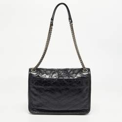 Pre Owned Saint Laurent Black Aged Leather Medium Niki Shoulder Bag
