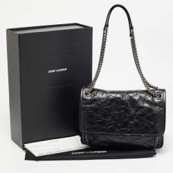 Pre Owned Saint Laurent Black Aged Leather Medium Niki Shoulder Bag