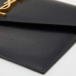 Saint Laurent Black Leather Medium Uptown Clutch