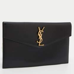 Saint Laurent Black Leather Medium Uptown Clutch