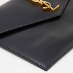 Saint Laurent Black Leather Medium Uptown Clutch