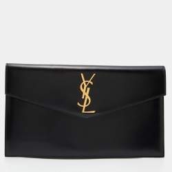 Saint Laurent Black Leather Medium Uptown Clutch