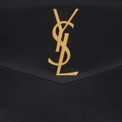 Saint Laurent Black Leather Medium Uptown Clutch
