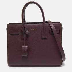 Pre Owned Saint Laurent Burgundy Leather Baby Classic Sac De Jour Tote