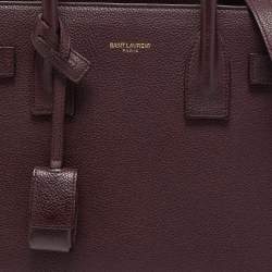 Pre Owned Saint Laurent Burgundy Leather Baby Classic Sac De Jour Tote