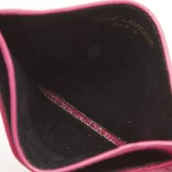 Pre Owned Saint Laurent Pink Matelassé Leather Cassandre Card Holder