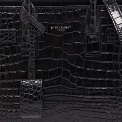 Pre Owned Saint Laurent Black Croc Embossed Leather Nano Classic Sac De Jour Tote