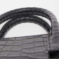 Pre Owned Saint Laurent Black Croc Embossed Leather Nano Classic Sac De Jour Tote