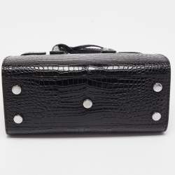Pre Owned Saint Laurent Black Croc Embossed Leather Nano Classic Sac De Jour Tote