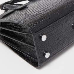 Pre Owned Saint Laurent Black Croc Embossed Leather Nano Classic Sac De Jour Tote