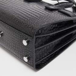 Pre Owned Saint Laurent Black Croc Embossed Leather Nano Classic Sac De Jour Tote